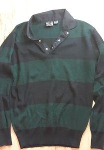 Green and black striped sweater
